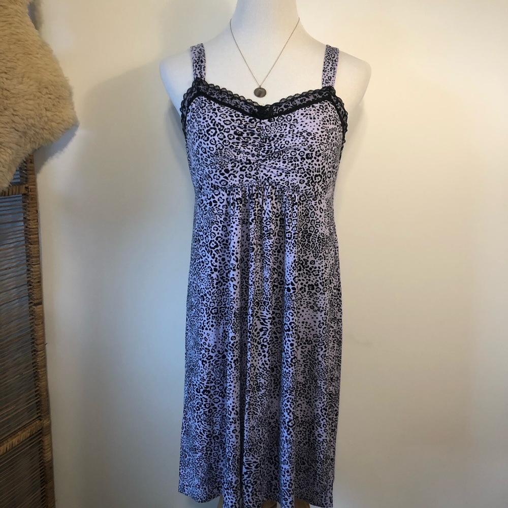 SOMA-Black & Lavender Pink Loungewear Teddy Nightgown-Size Large